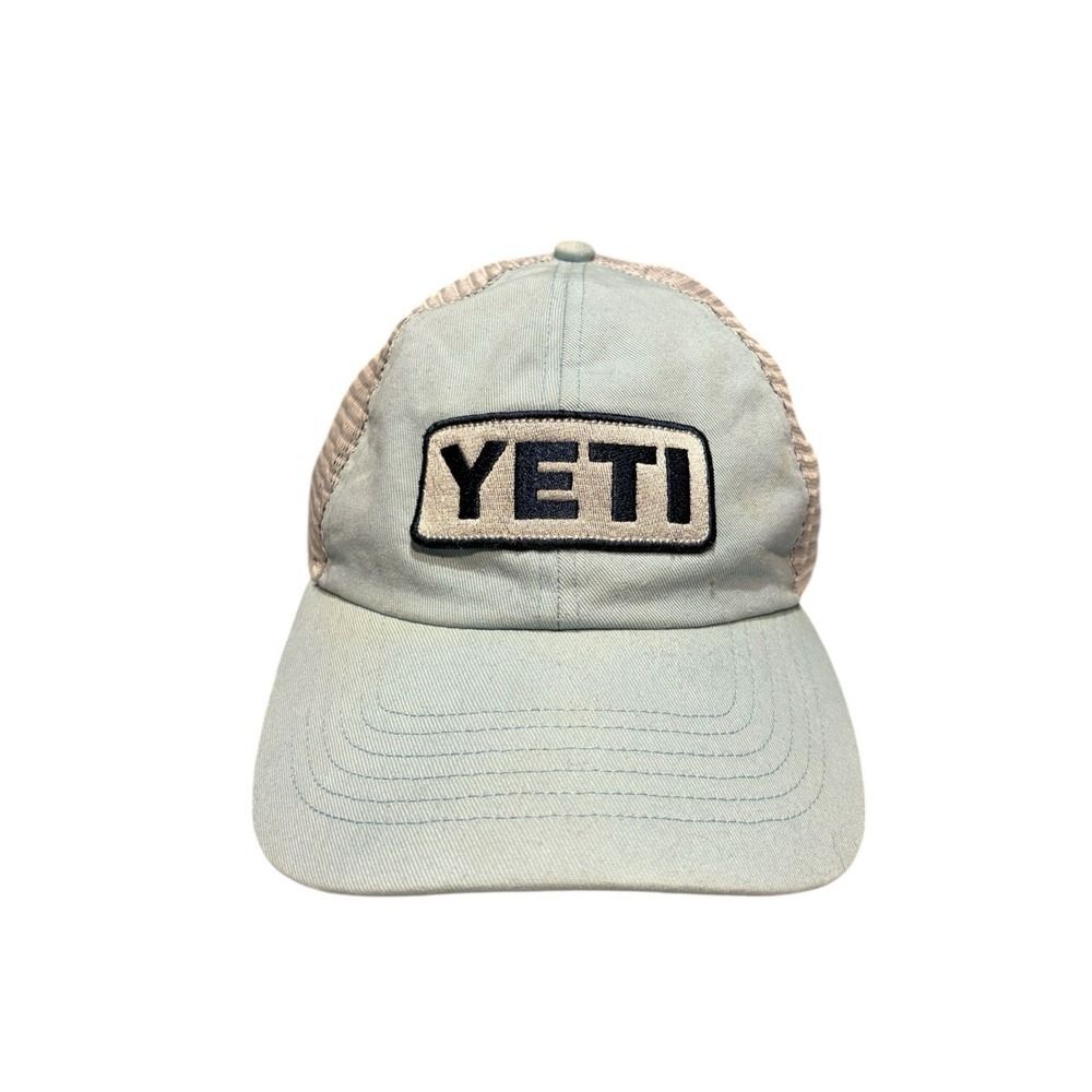 Yeti Coolers Snap Back Trucker Hat Cap Mesh Baby Blue One Size